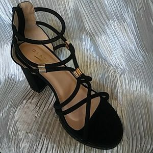 Women's Open Toe Back Zipper Block Heel